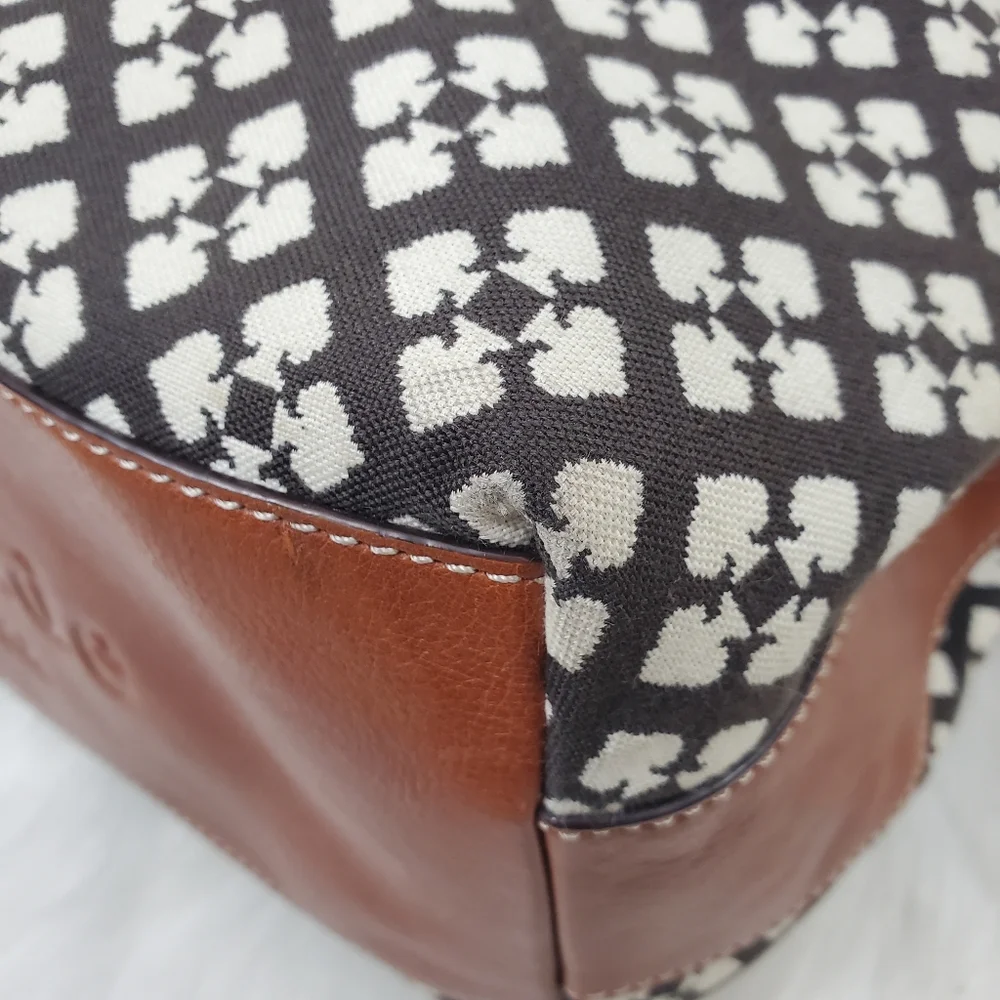 kate spade Black, White & Red Patterned Satchel with Tan Handles